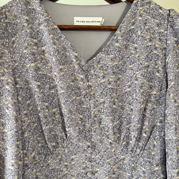 Veiled Collection Pastel Purple Lavender Floral Button Front Women's Maxi Dress - Picture 6 of 16